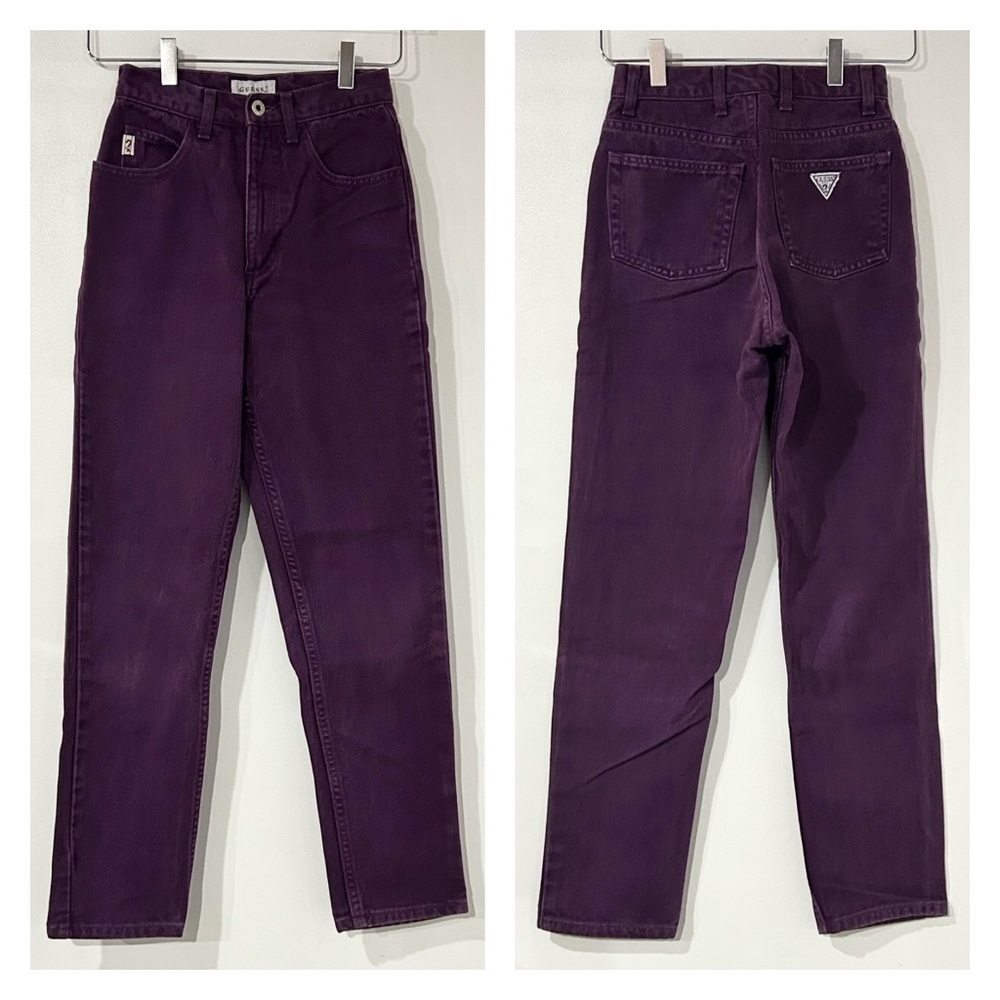 Vintage 90s Guess‎ Purple High Rise Tapered Straight Mom Jeans 23/24